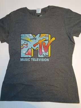MTV Graphic Tee in Charcoal with Colorful Logo